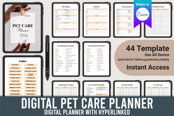 Download Digital Pet Care Planner Canva Template - Car Collection