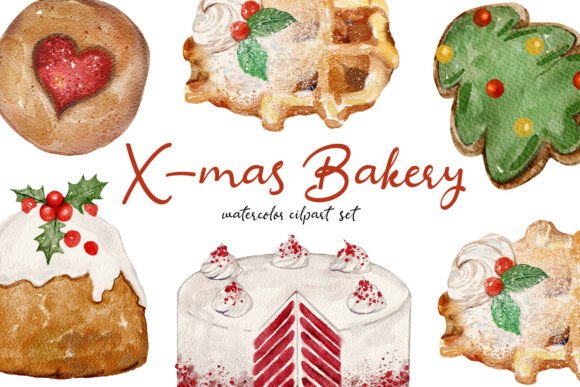 Download Christmas Bakery Watercolor Clipart Set - Art Collection