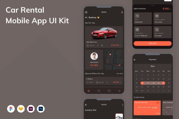 Download Car Rental Mobile App UI Kit - Car Collection