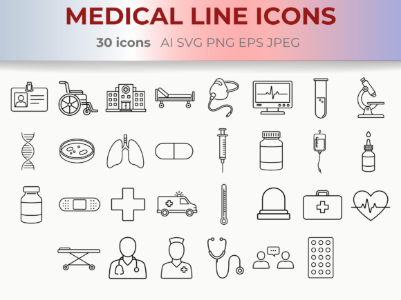Download Medical &amp; Healthcare Line Icons SVG - Car Collection