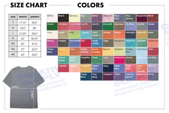 Download Color Chart Comfort Colors 1717 Sizes - Art Collection