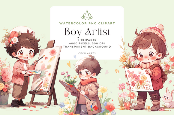 Download Watercolor Boy Artist Cliparts - Art Collection