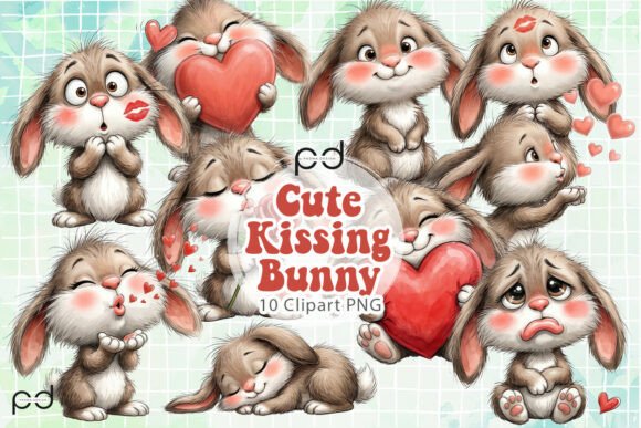 Download Cute Kissing Bunny Clipart Graphics - Art Collection