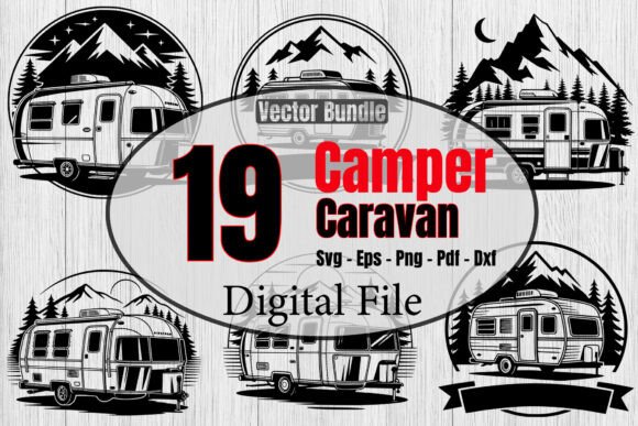 Download CAMPER CARAVAN SVG Bundle,Travel Trailer - Car Collection