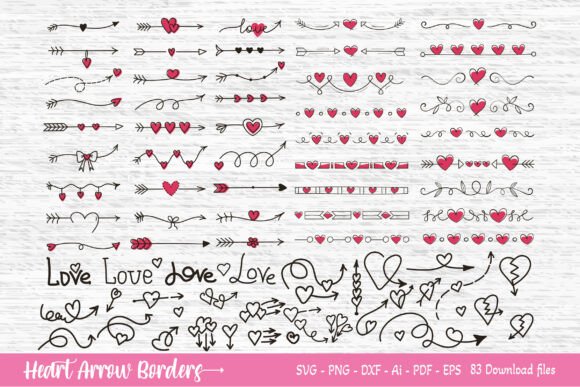 Download Hand Drawn Heart Arrow Borders SVG - Art Collection