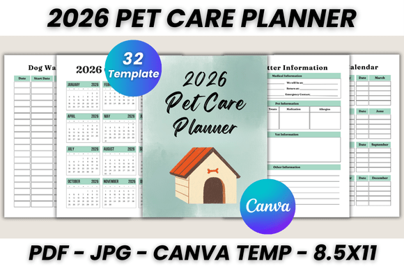 Download 2026 Pet Care Planner Canva Template - Car Collection