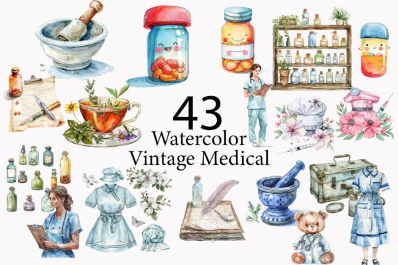 Download Watercolor Vintage Medical Clipart - Art Collection