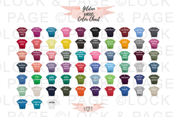 Download Gildan 64000 Color Chart Mockup - Art Collection