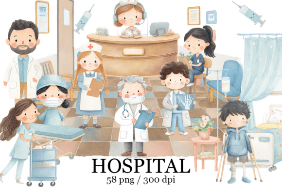 Download Watercolor Hospital Clipart Cute Medical - Art Collection