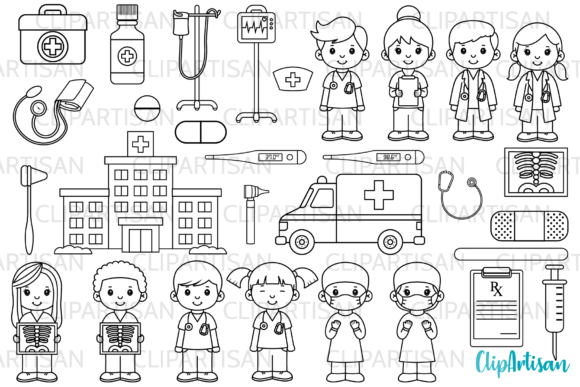 Download Doctor and Nurse Clipart, Digital Stamps - Art Collection