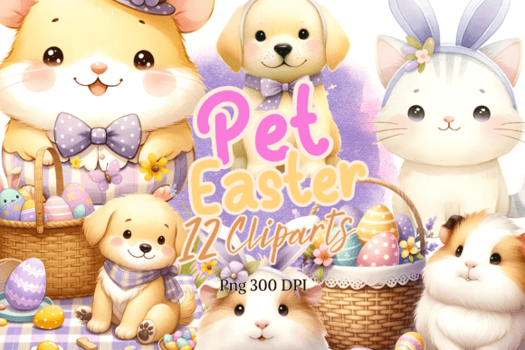 Download Cute Pets Easter Watercolor Clipart - Art Collection