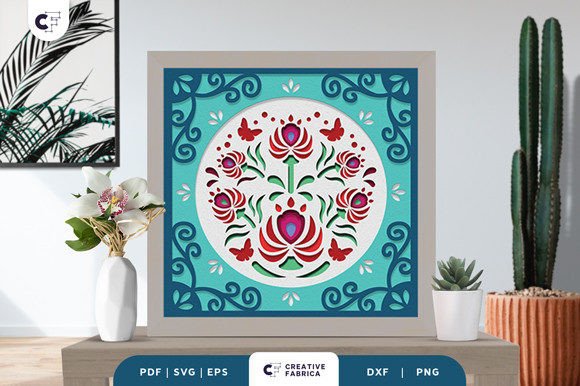 Download Flowers Folk Art 3D Paper Cut SVG - Art Collection