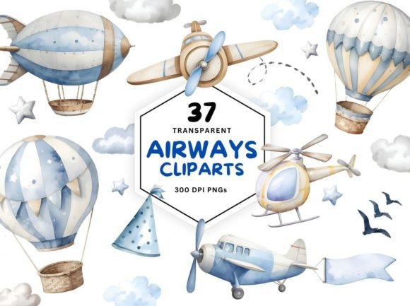 Download Air Transport Watercolor Clipart PNG - Art Collection
