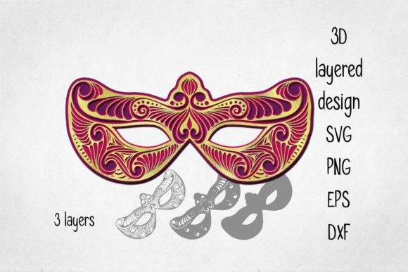 Download Carneval Mask 3 D Layered Cut File - Car Collection