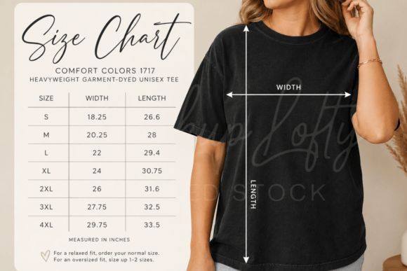 Download Comfort Colors 1717 Size Chart Mockup 41 - Art Collection