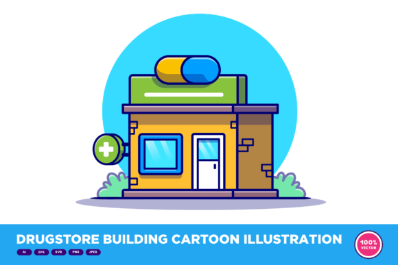 Download Drugstore Building Cartoon Illustration - Art Collection
