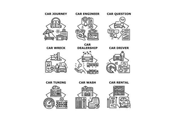 Download Car Dealership Set Icons Vector - Car Collection