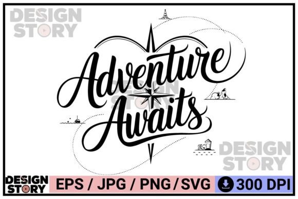 Download Adventure Awaits Compass Typography Art - Art Collection