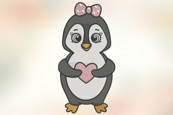 Download Penguin Holding Heart Embroidery Design - Art Collection