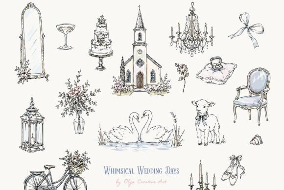 Download Whimsical Vintage Wedding Clipart 2 - Art Collection